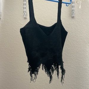 FRAYED BLACK SHEIN TANK TOP